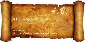 Alb Boglárka névjegykártya